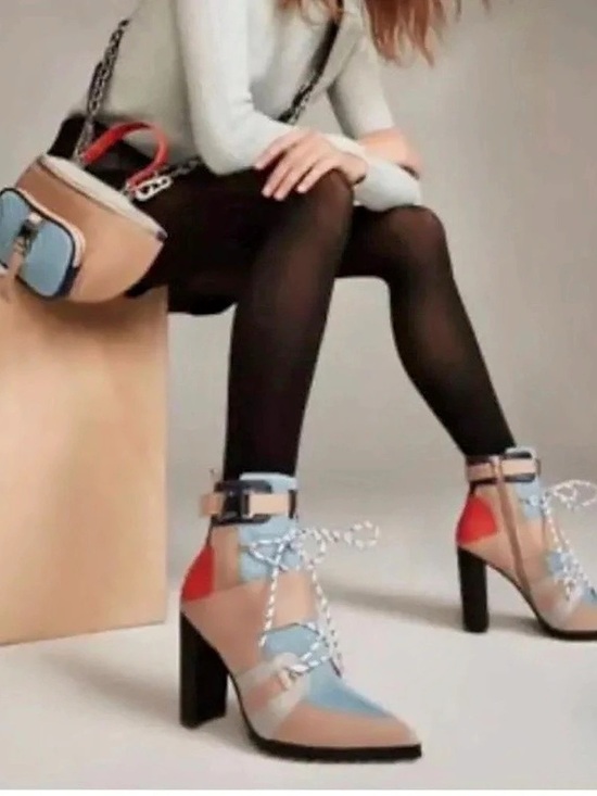 Steve Madden Shoes - Steve Madden Illusion Blue Multi Colorblock Booties Heels 8.5 Rare